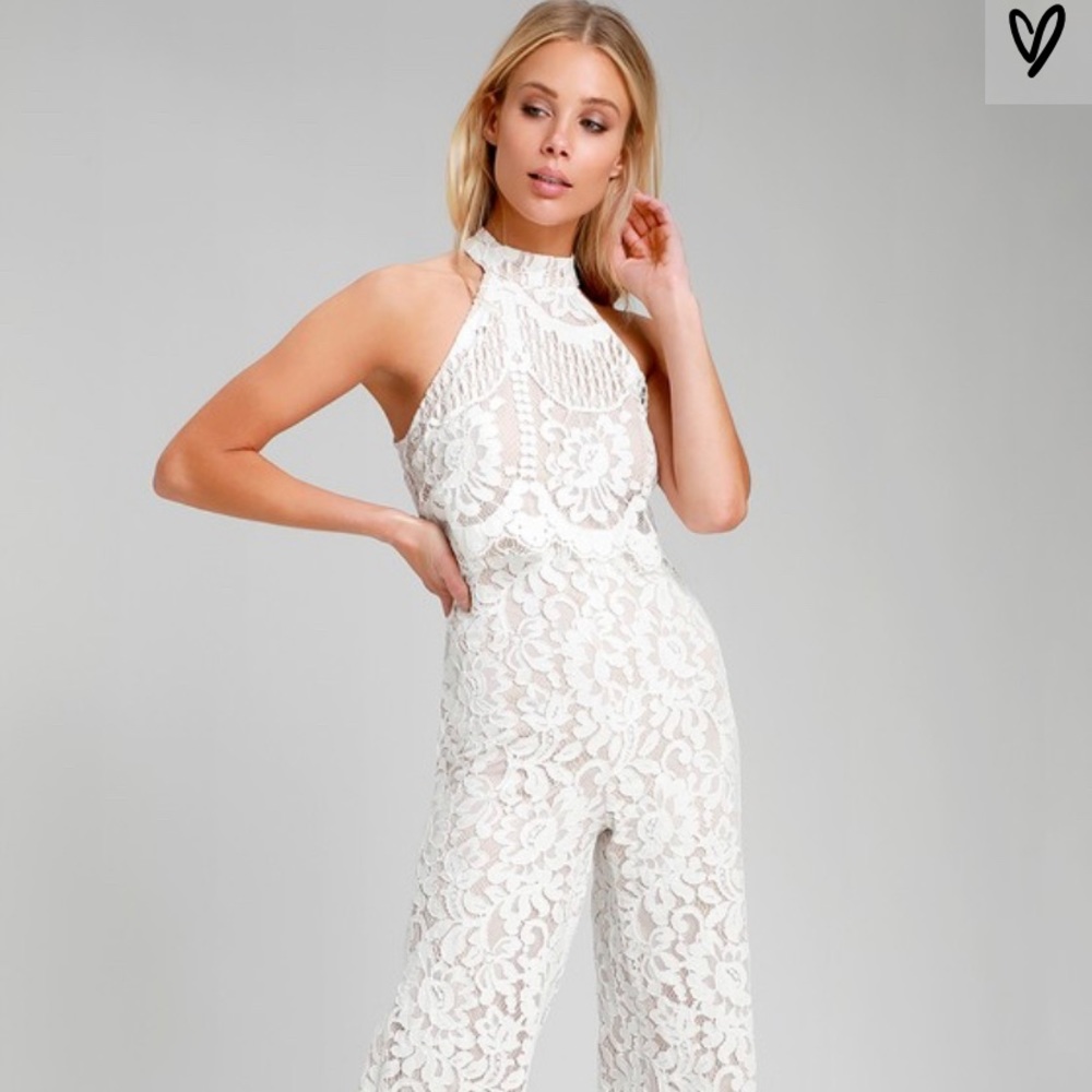 Lulu white lace jumpsuit